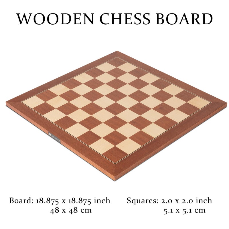 A&A 18.875" Professional Wooden Tournament Chess Board/Mahogany & Maple Inlaid / 2.0" Squares w/o Notation - Image 3